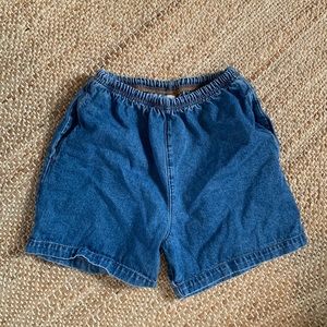 los angeles apparel denim elastic shorts